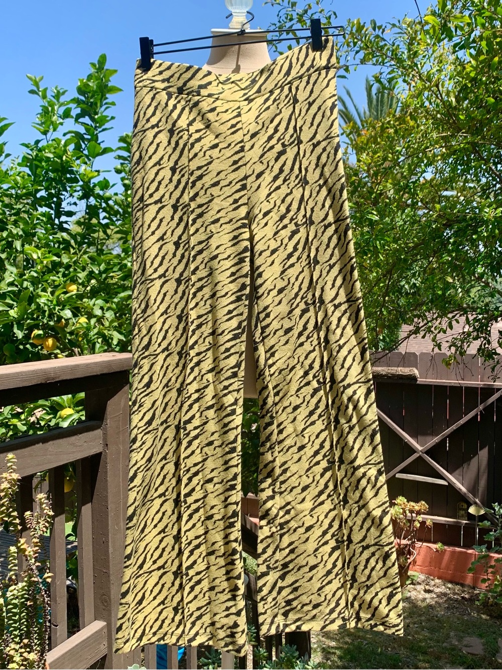 Free People Yellow and Black Tiger Print Boot Cut Pants